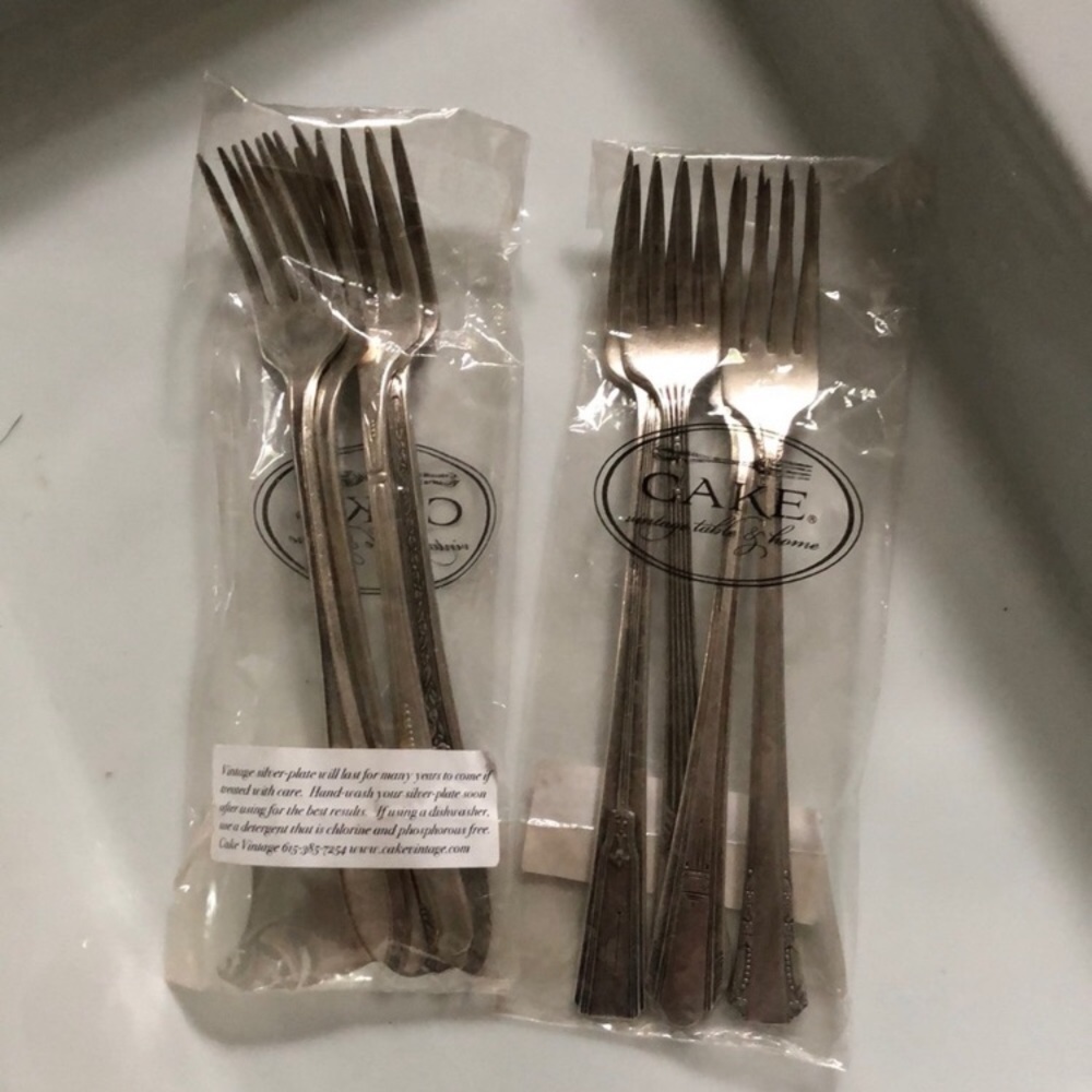 Vintage silver plate charcuterie forks NWT